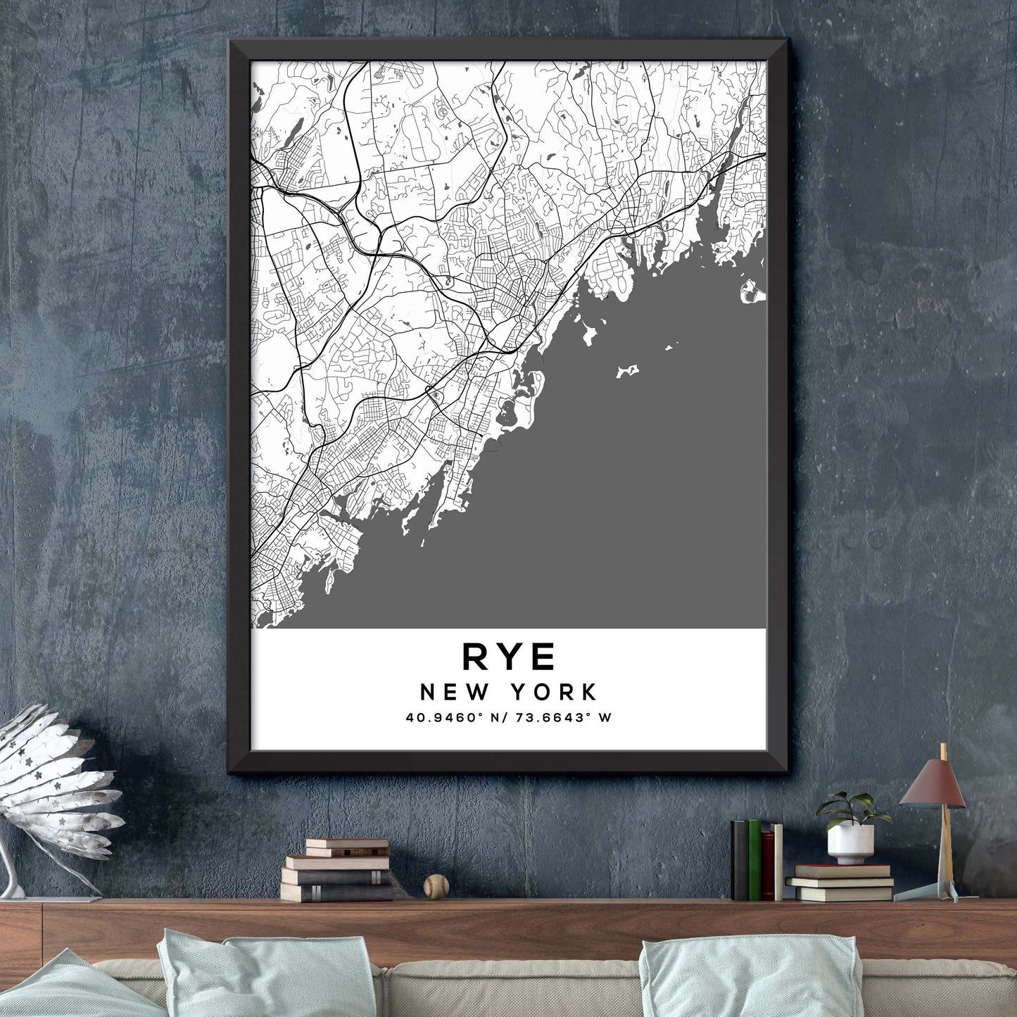 Rye,New-York Map Print