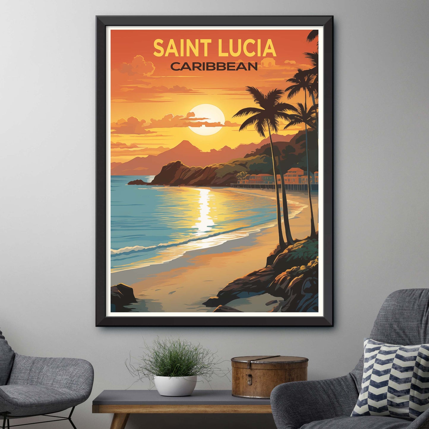 Caribbean Charisma: Saint Luca's Island Splendor | Travel Poster Illustration Print