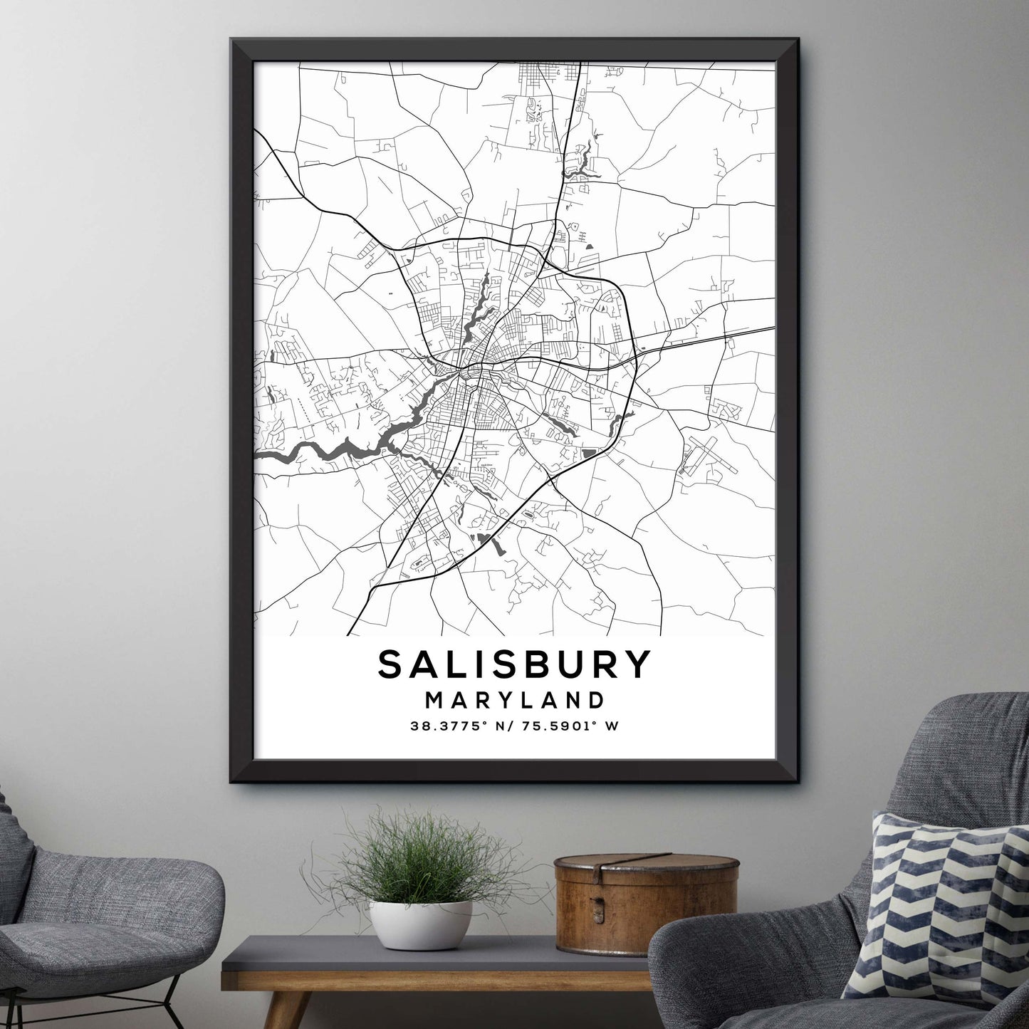 Salisbury,Maryland Map Print