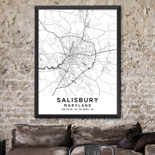 Salisbury,Maryland Map Print