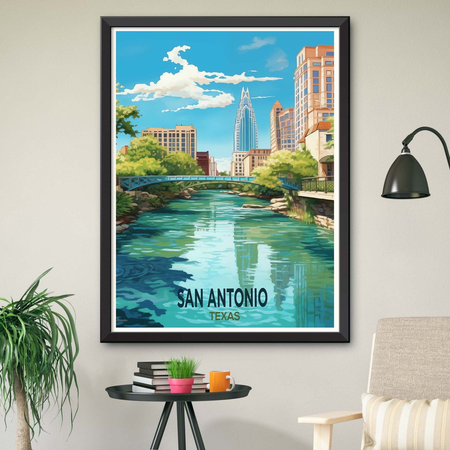 San_Antonio_River,Texas Vintage Travel Posters