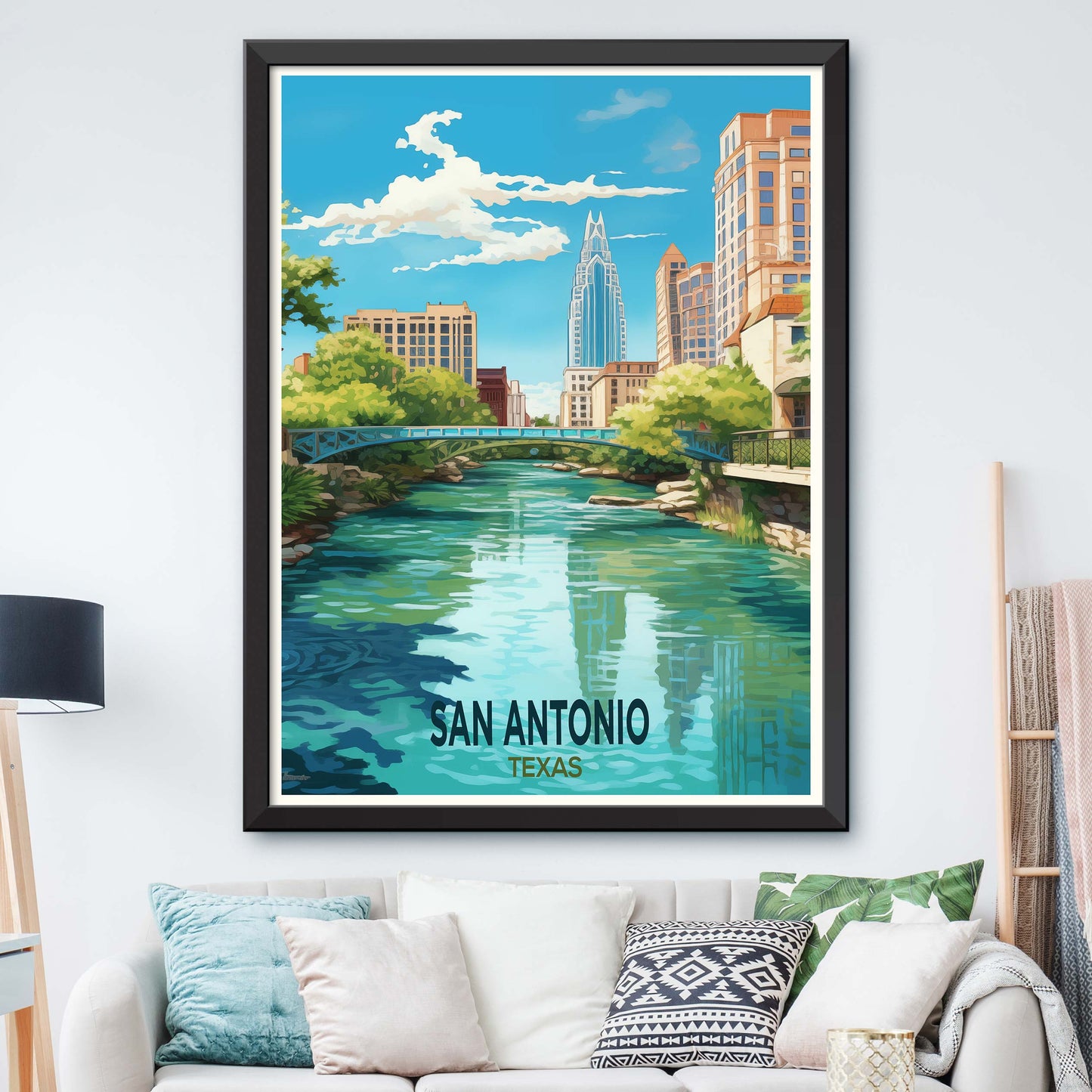 San_Antonio_River,Texas Vintage Travel Posters