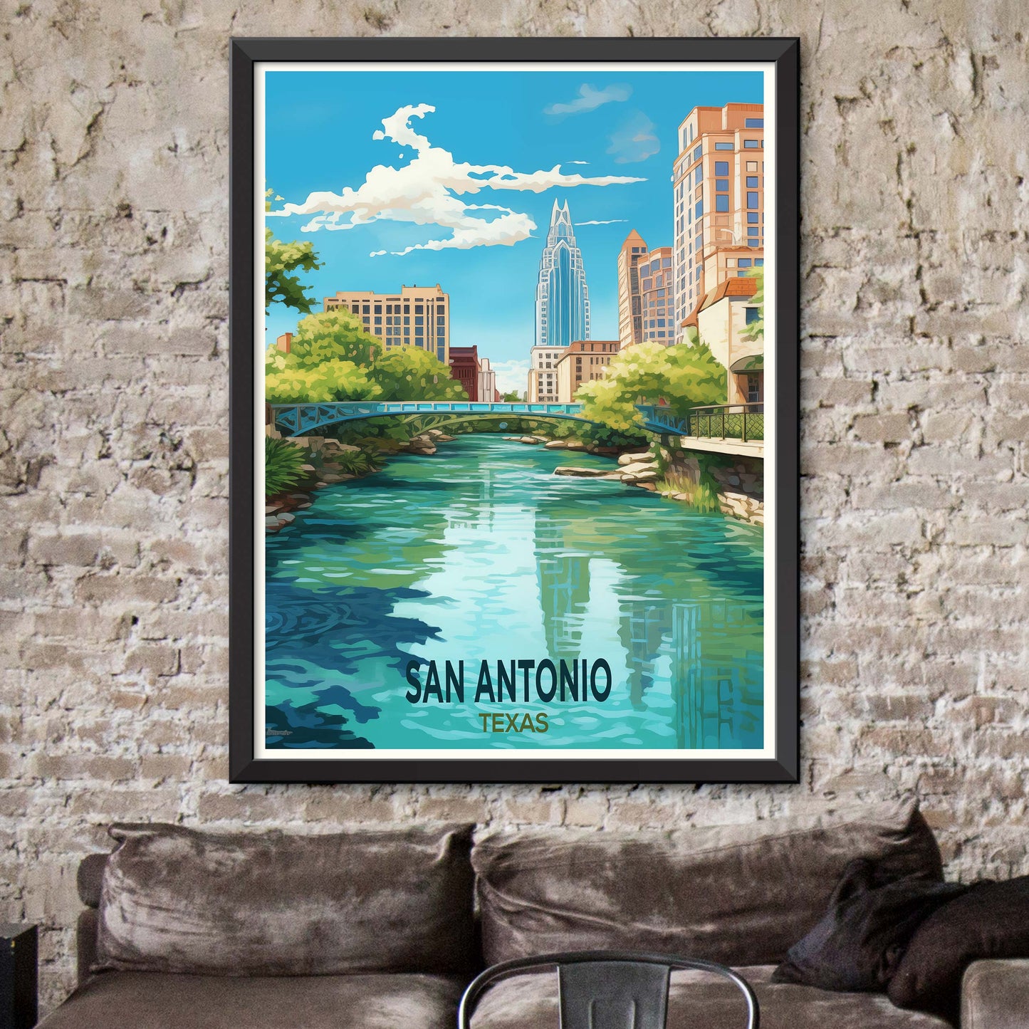 San_Antonio_River,Texas Vintage Travel Posters