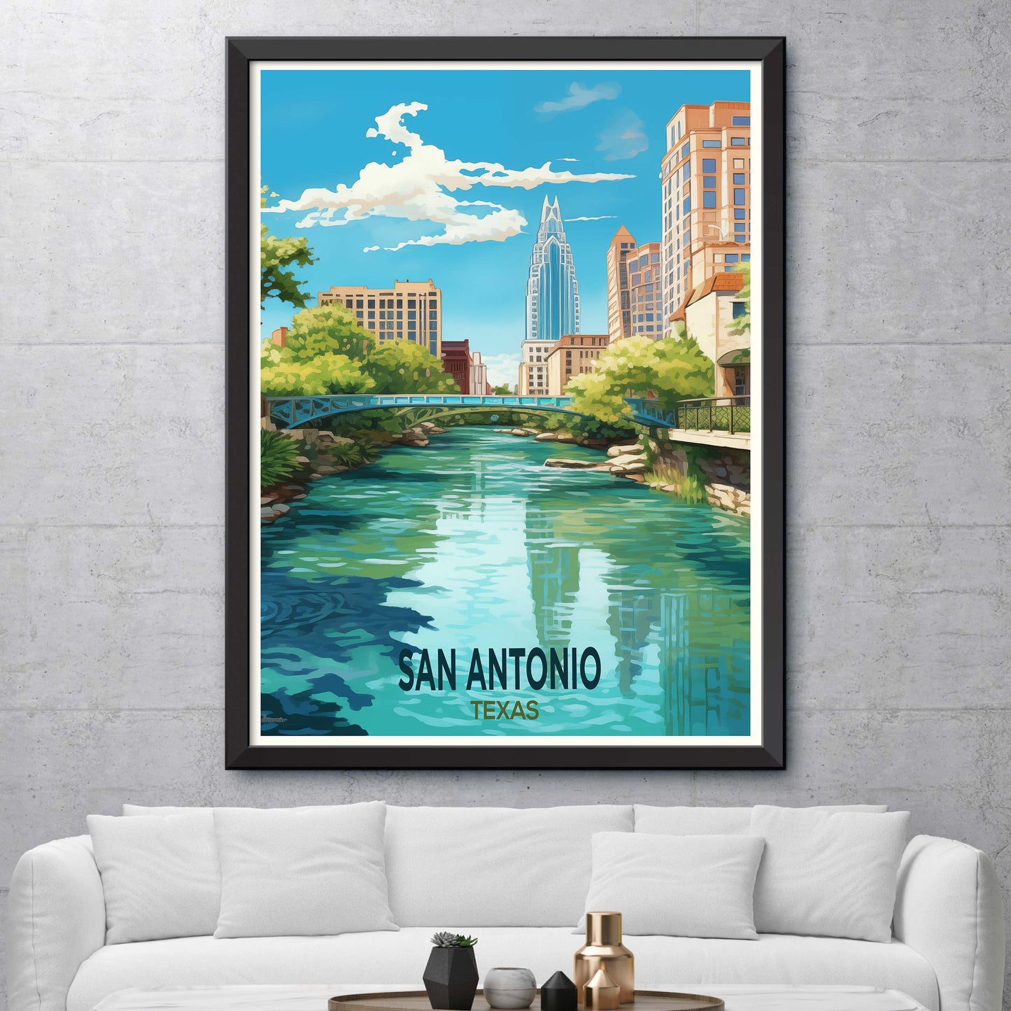 San_Antonio_River,Texas Vintage Travel Posters