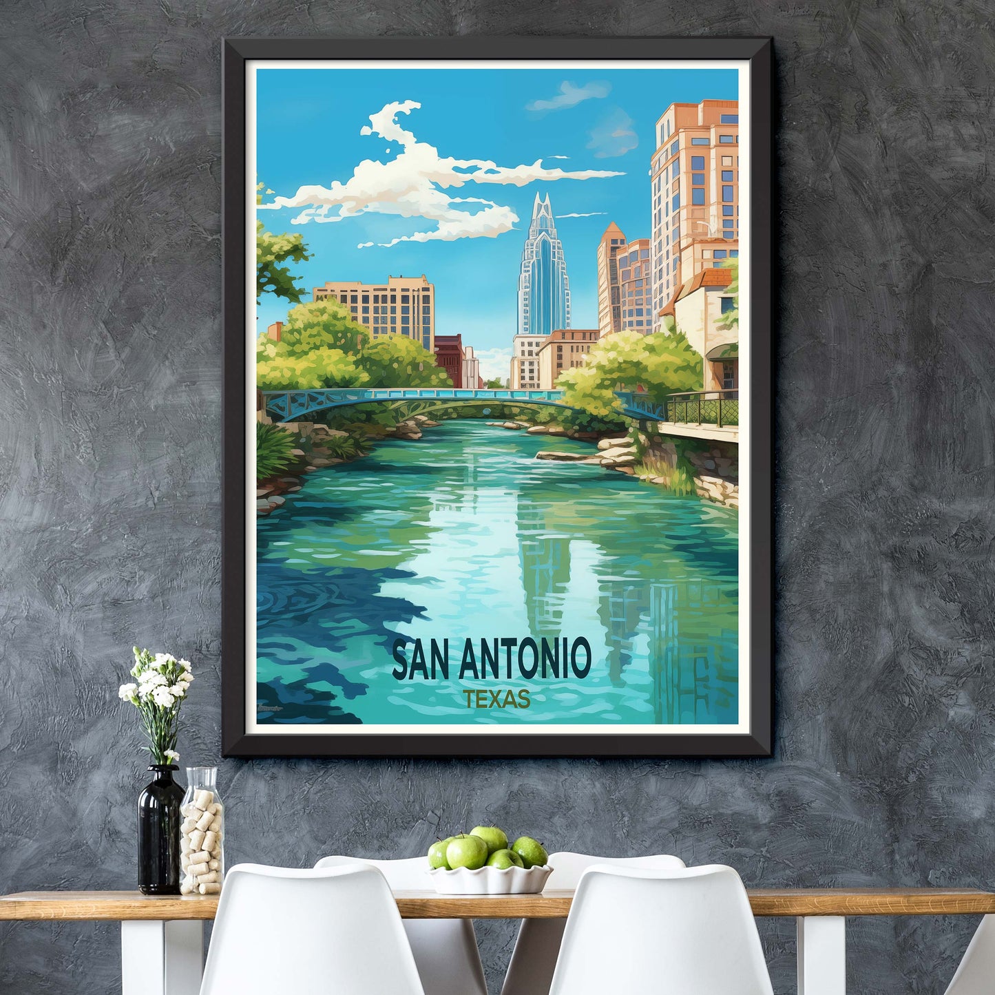 San_Antonio_River,Texas Vintage Travel Posters