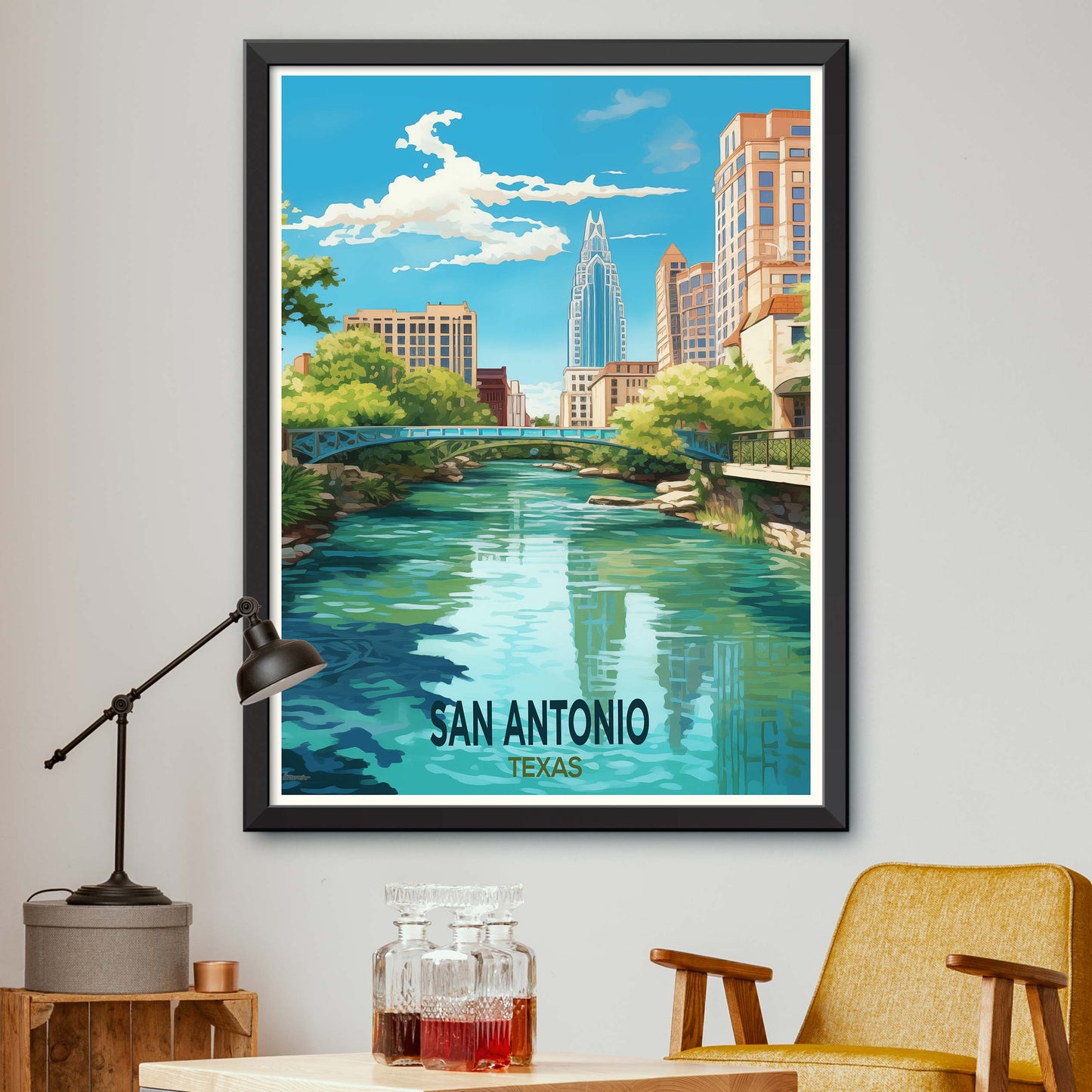 San_Antonio_River,Texas Vintage Travel Posters