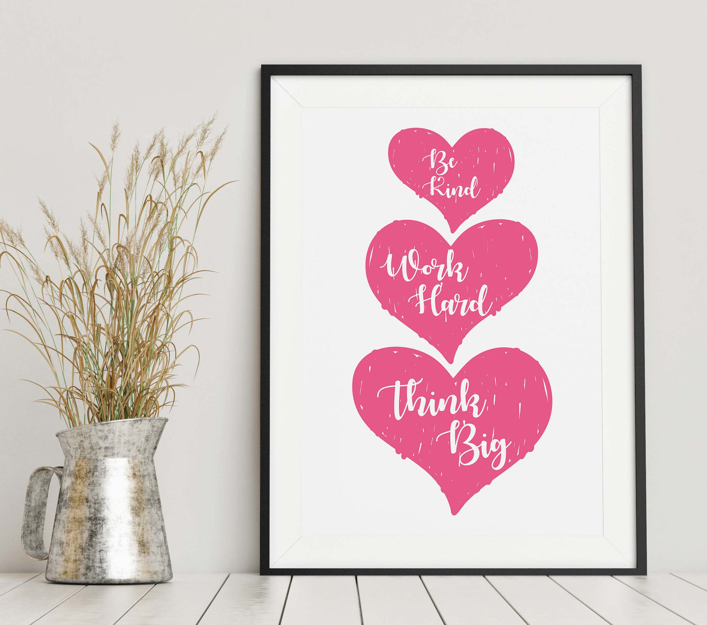 Pink Three Hearts Print