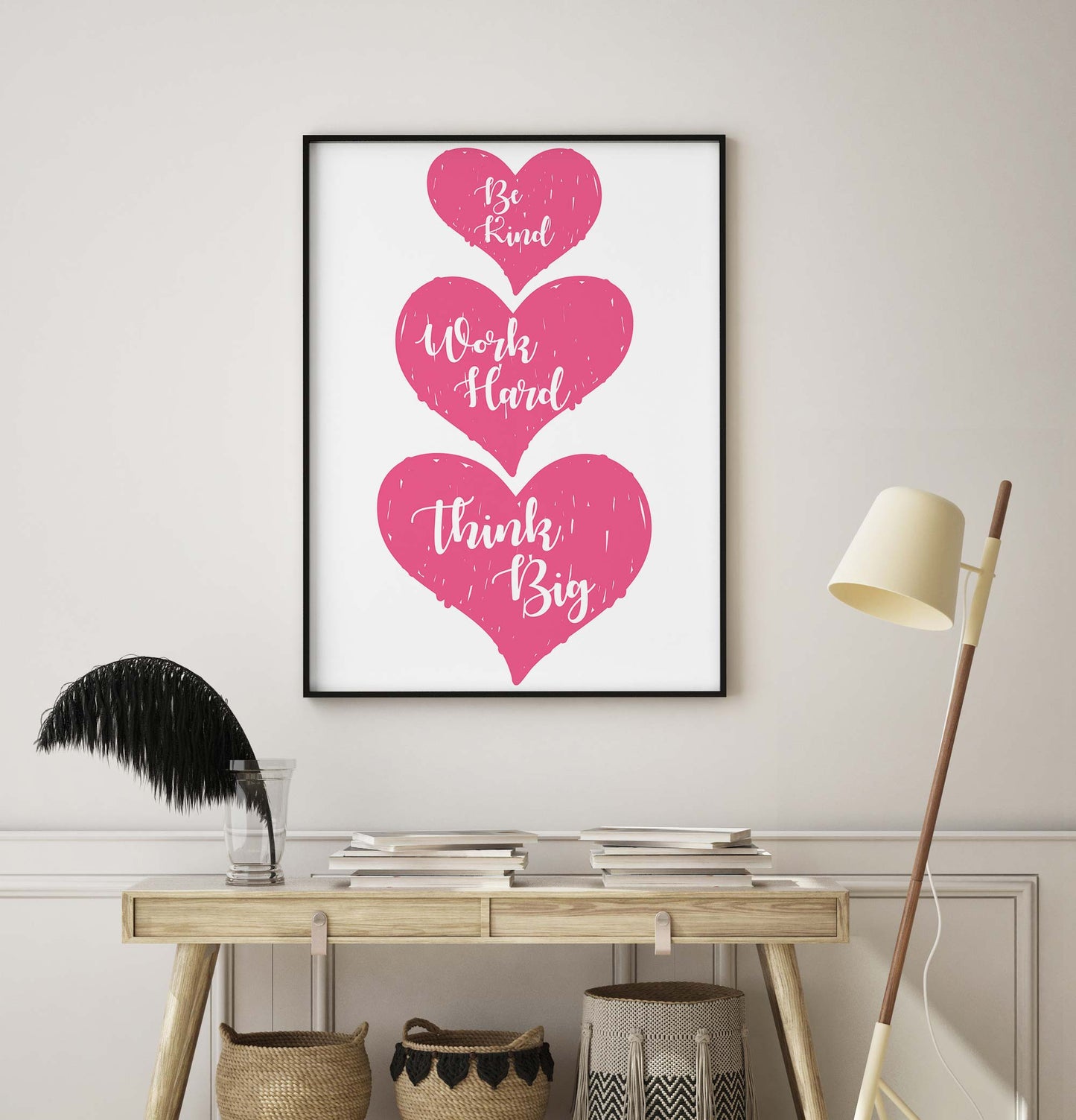 Pink Three Hearts Print