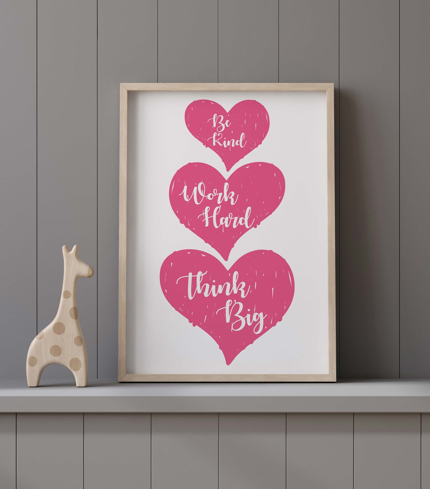 Pink Three Hearts Print