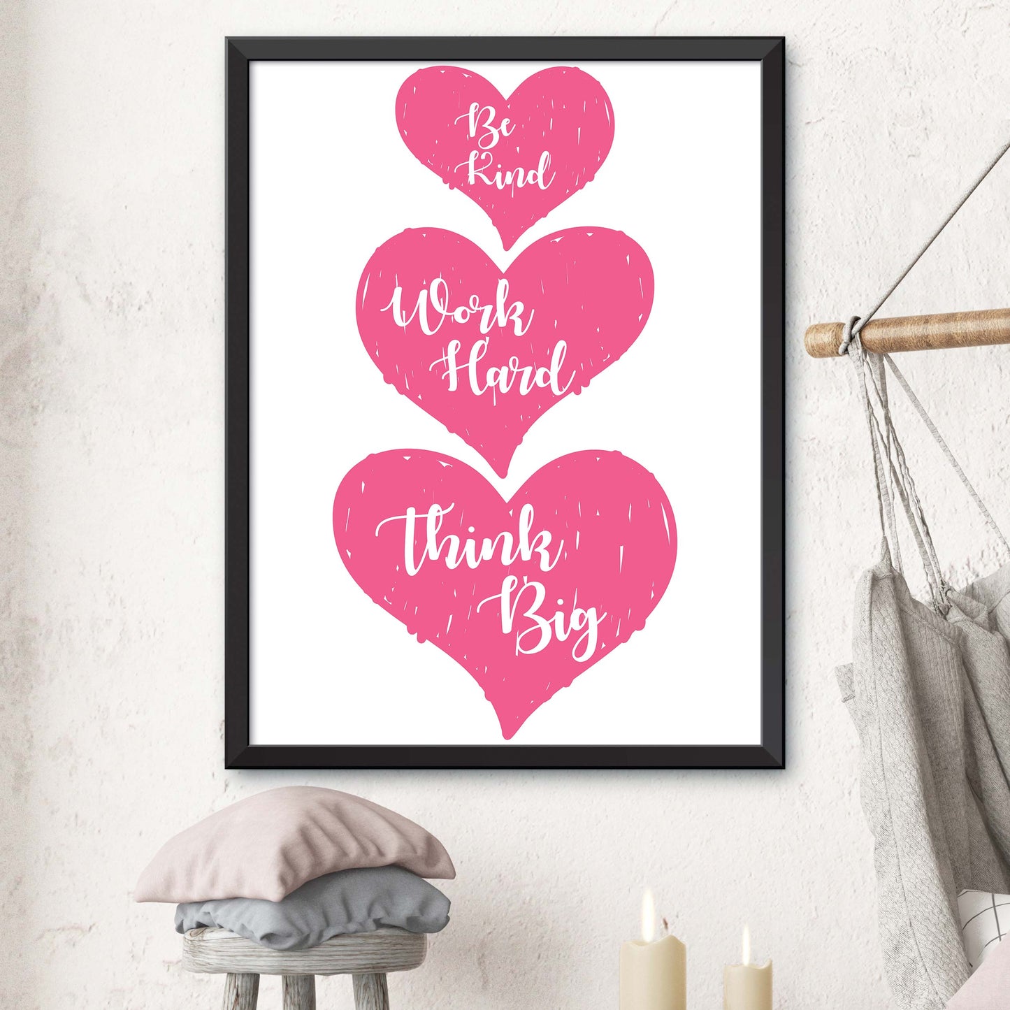 Pink Three Hearts Print