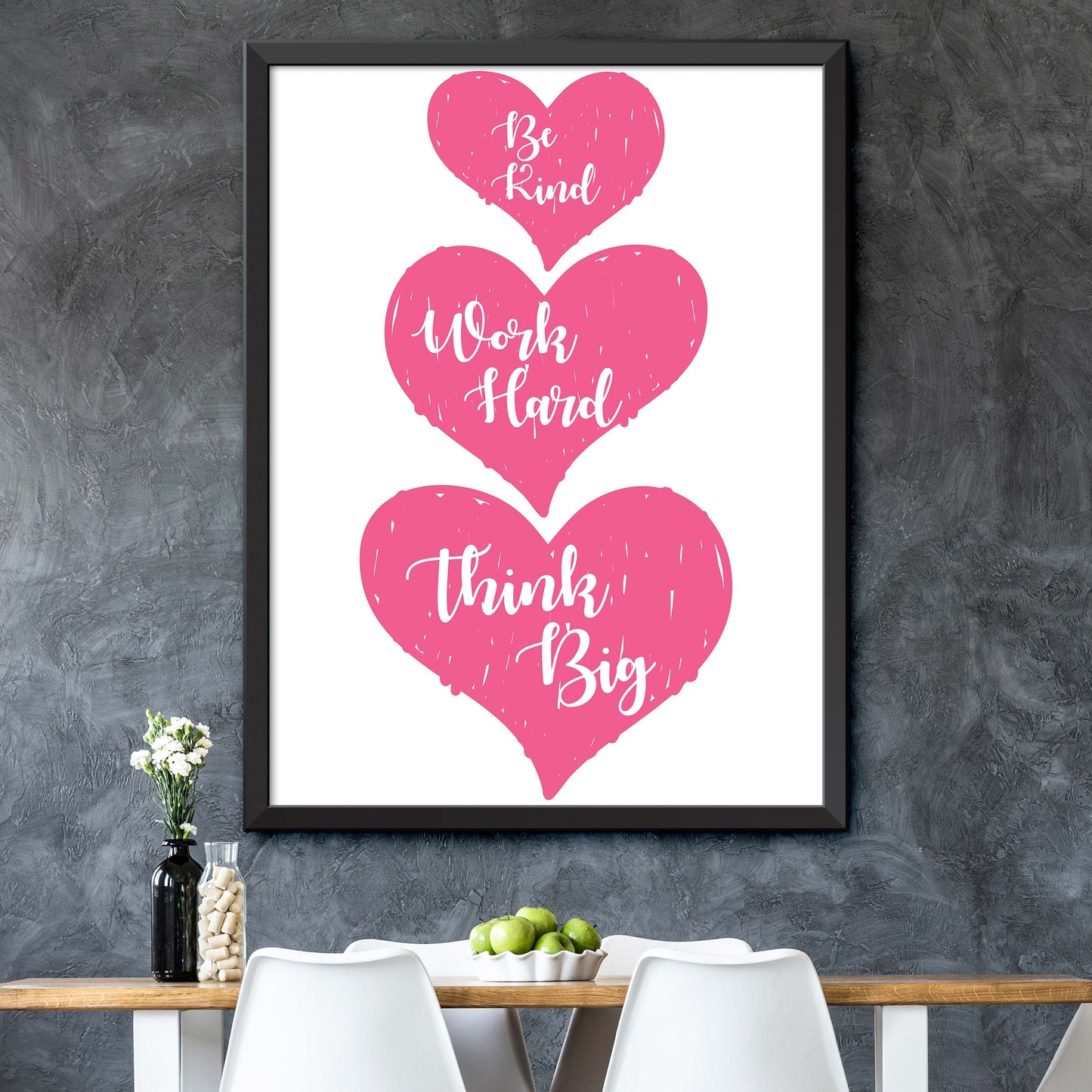 Pink Three Hearts Print