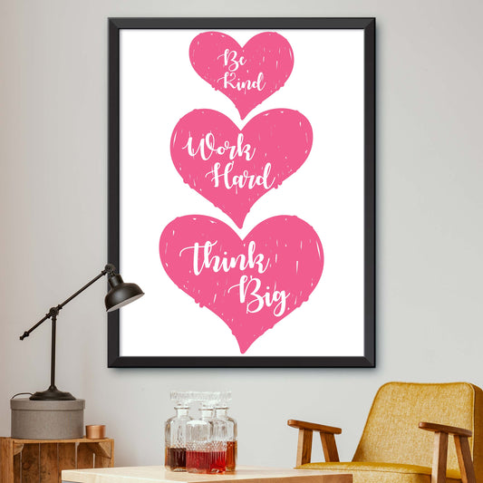 Pink Three Hearts Print