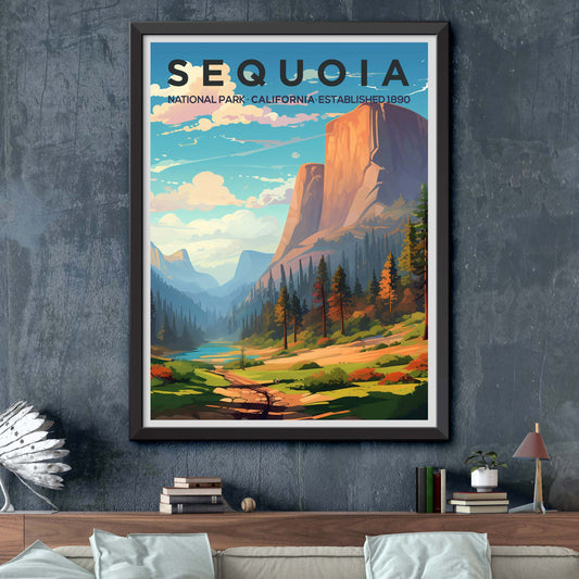 Sequoia National Park Vintage Travel Poster, Print at home | Wall Art