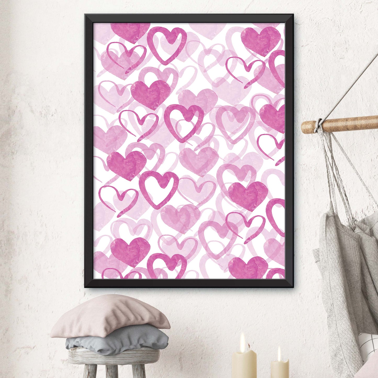 Set Of Pink Hearts Poster