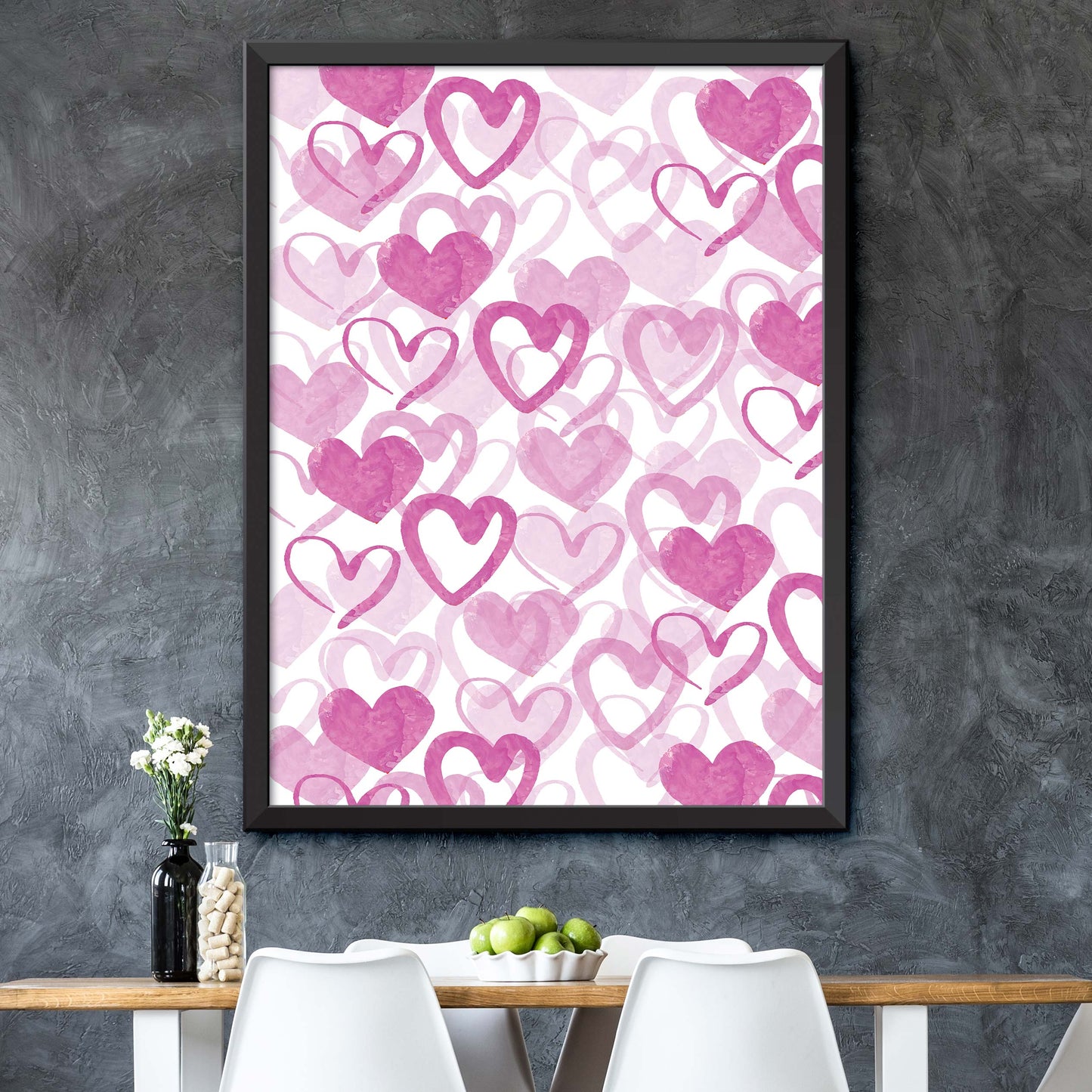 Set Of Pink Hearts Poster