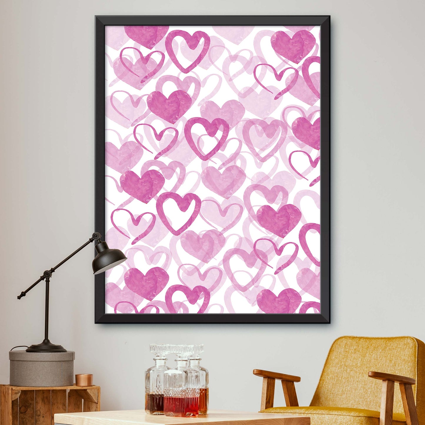 Set Of Pink Hearts Poster