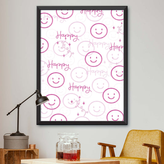 Set Of Pink Happy Face Poster