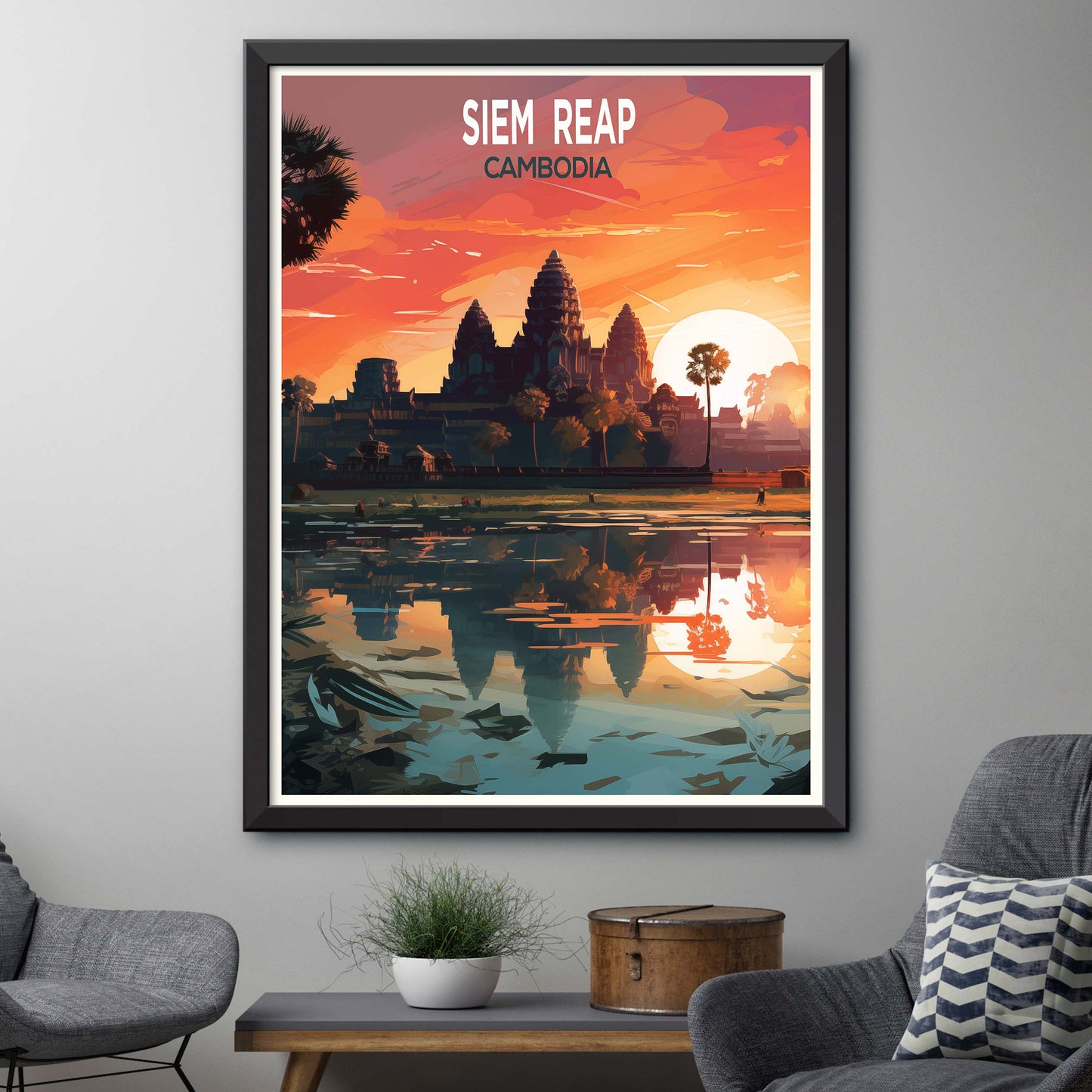 Siem_Reap_Cambodia, City Travel Print Wall Art Painting for Living Room Home Decor