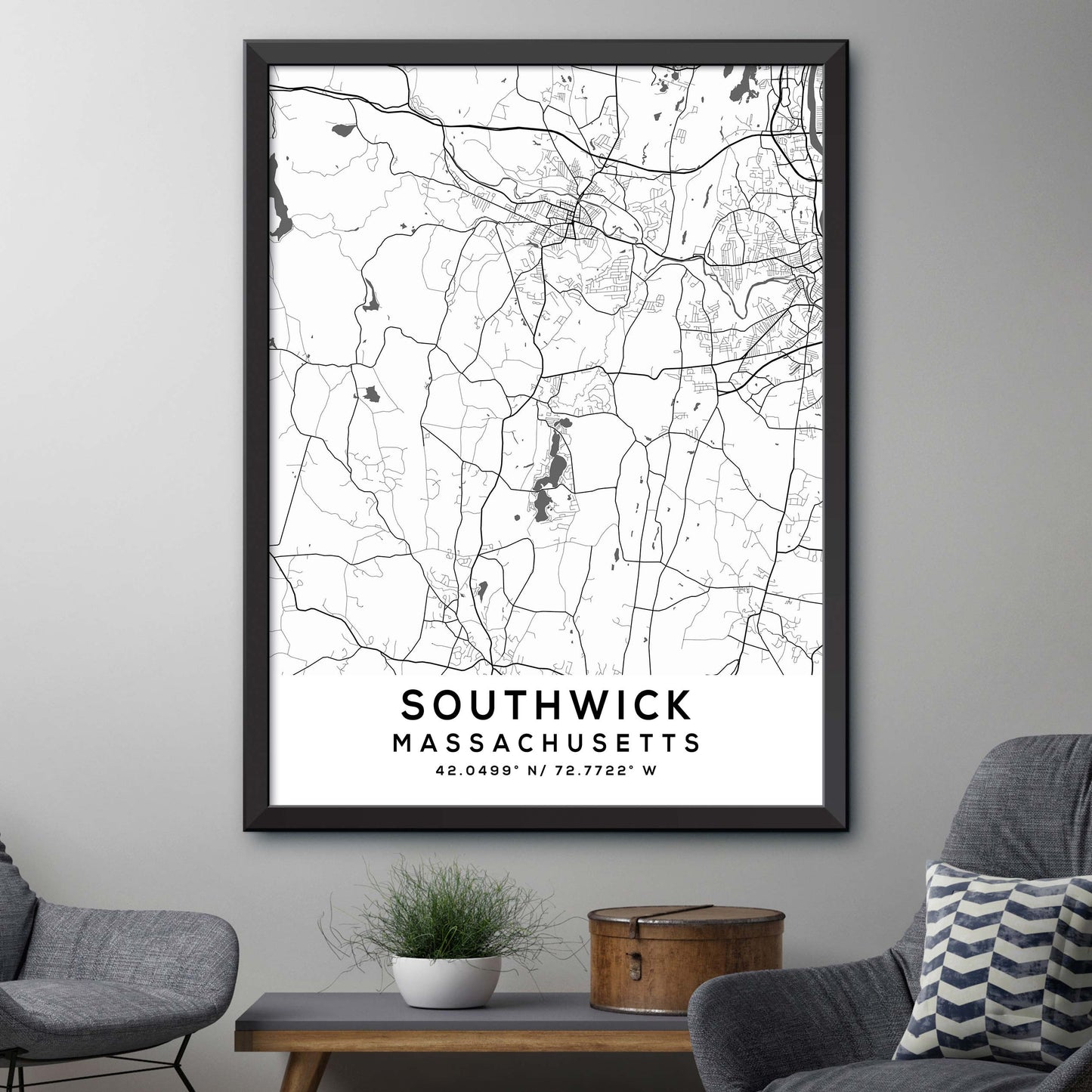 Southwick,Massachusetts Map Print