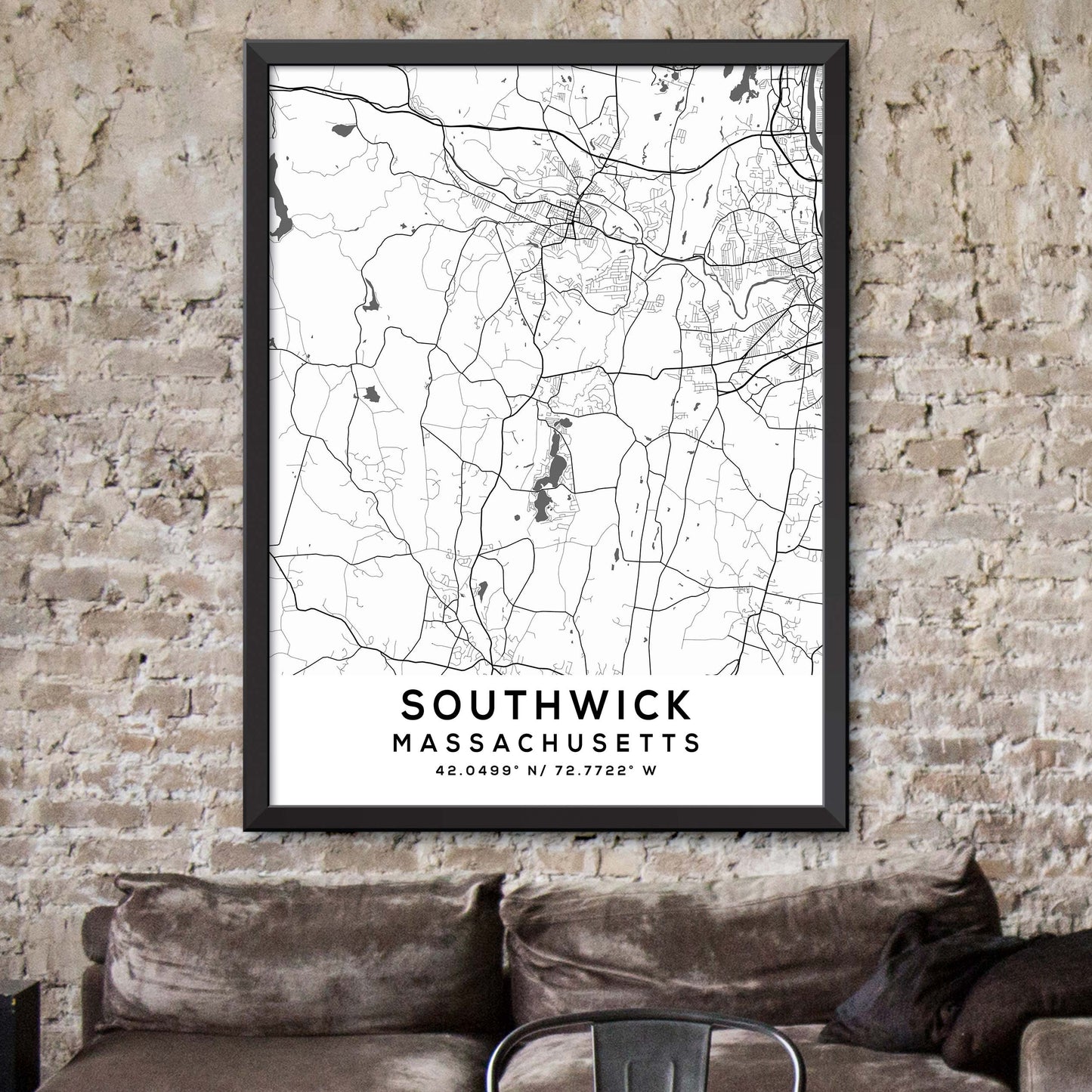 Southwick,Massachusetts Map Print