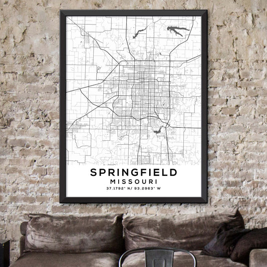 Springfield,Missouri Map Print