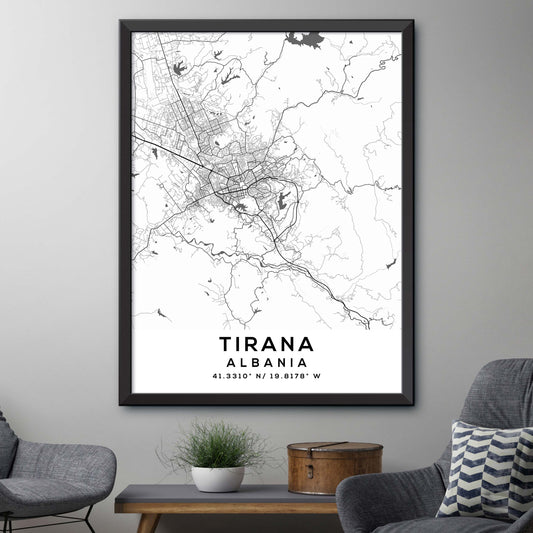 Tirana,Albania Map Print