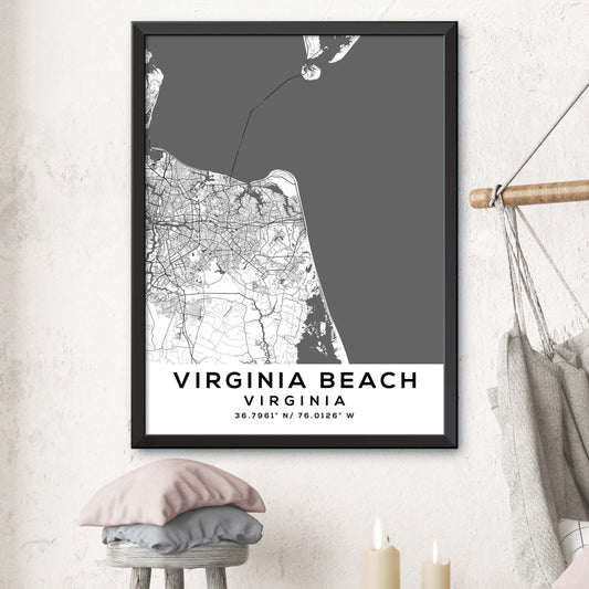 Virginia-Beach,Virginia Map Print