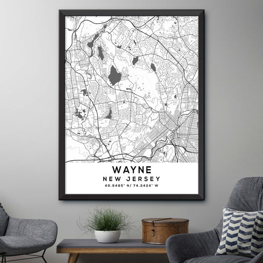 Wayne,New-Jersey Map Print