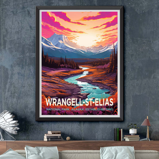 Wrangell - St Elias Park National Park Alaska Travel Print Gift Hiking Wall Art