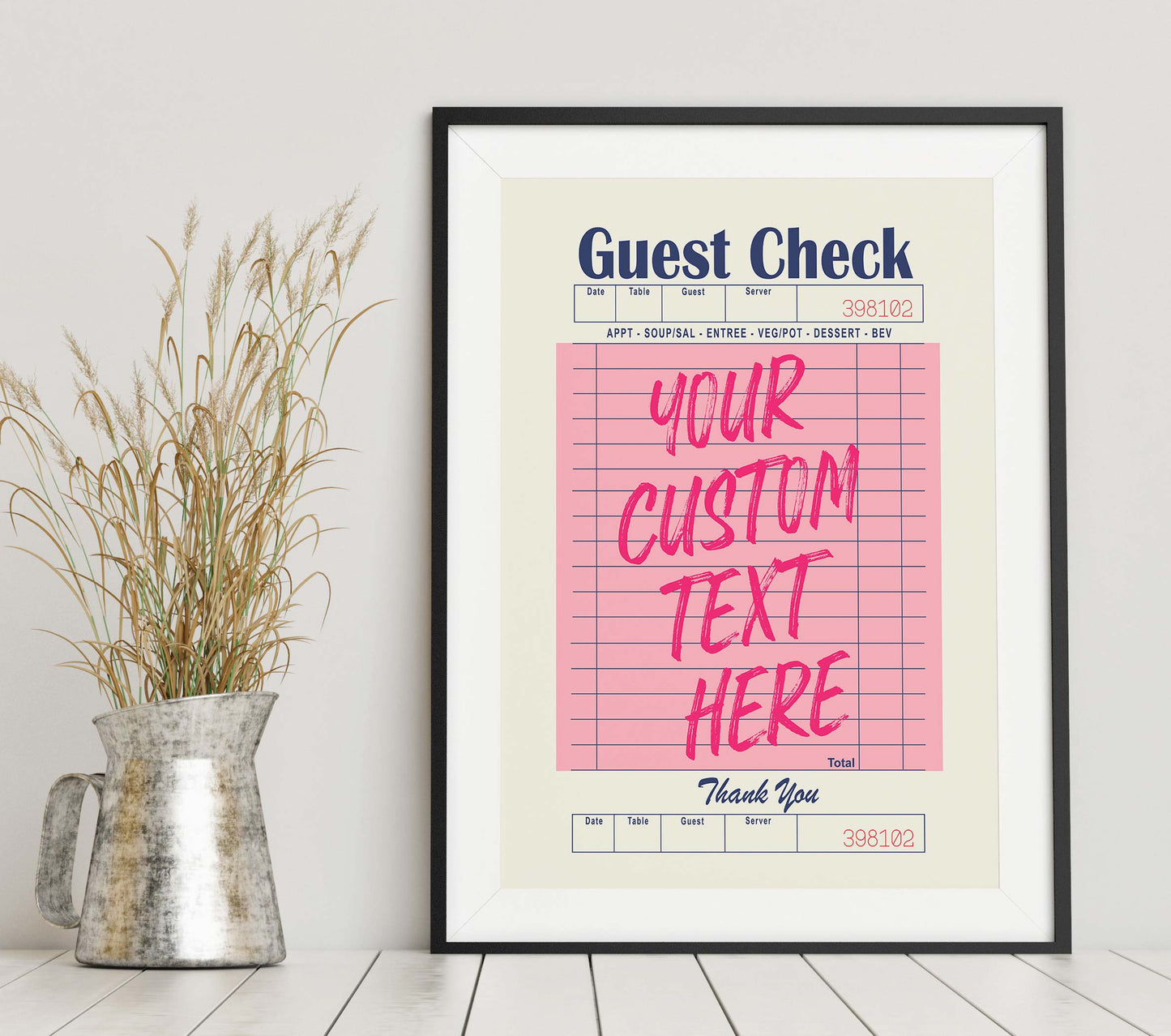 Custom Guest Check Pink