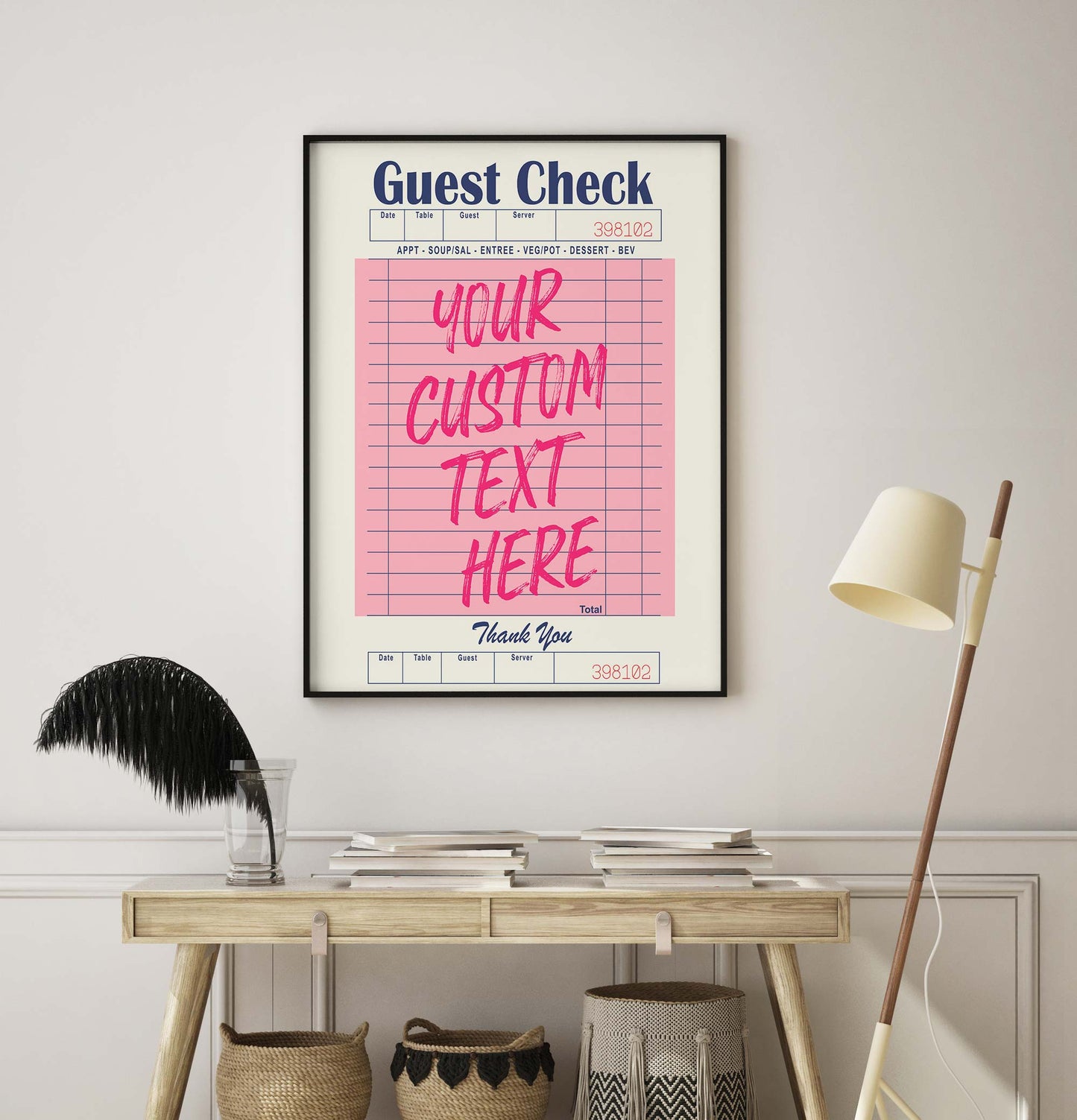 Custom Guest Check Pink