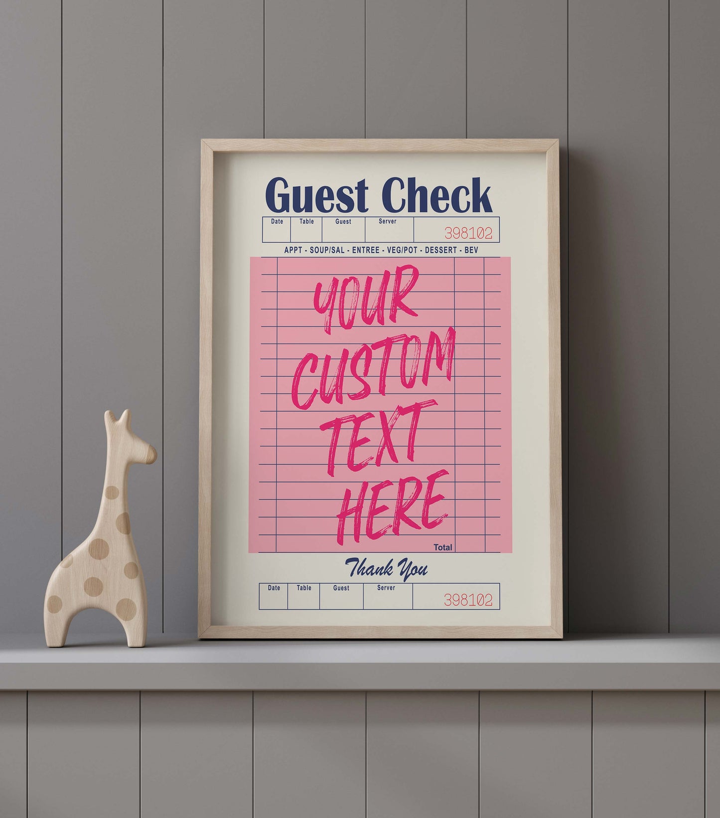 Custom Guest Check Pink