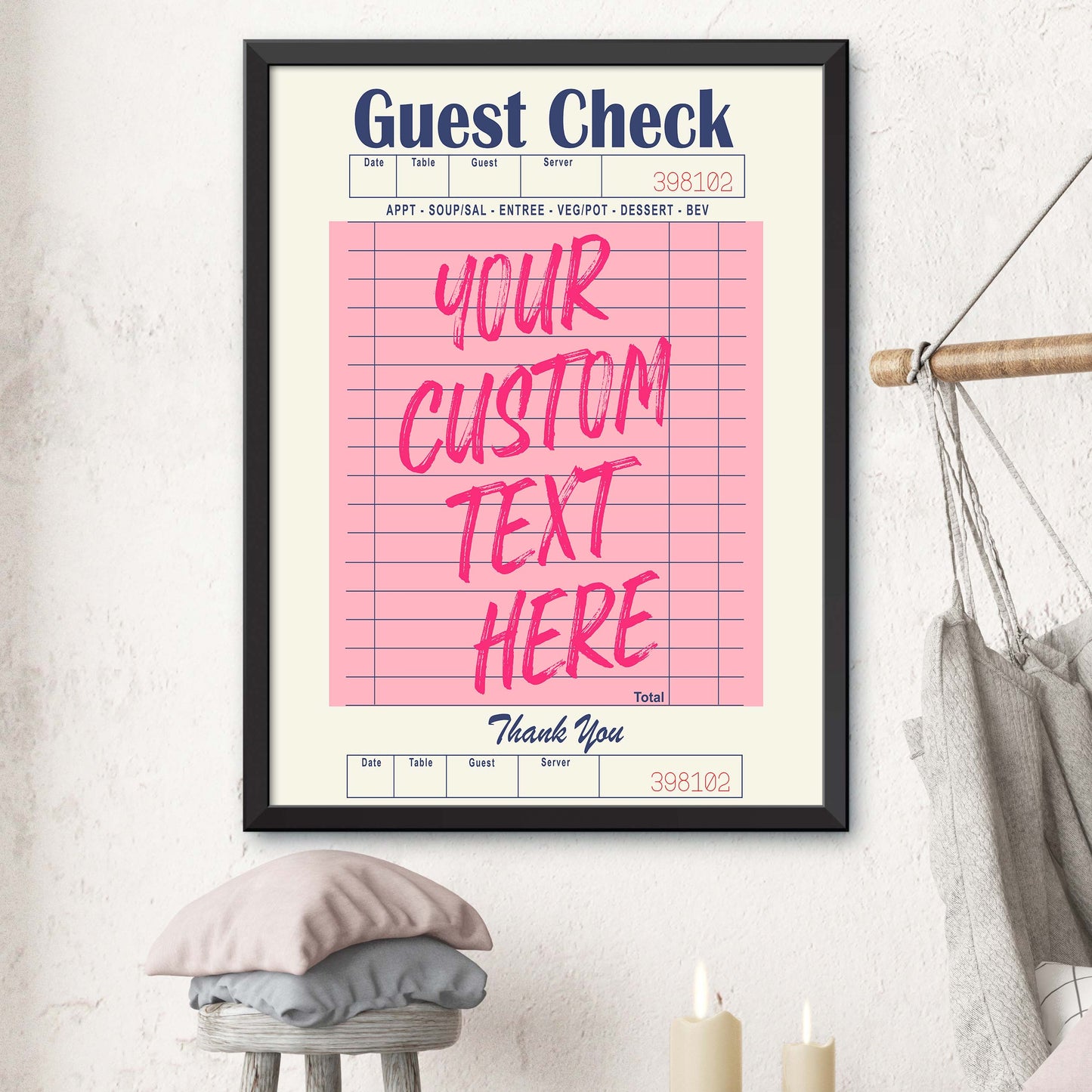 Custom Guest Check Pink