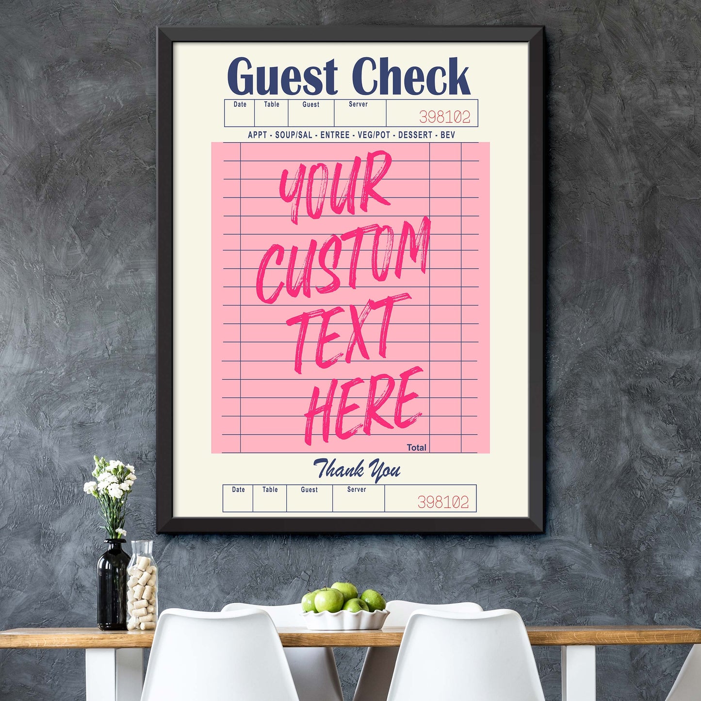 Custom Guest Check Pink