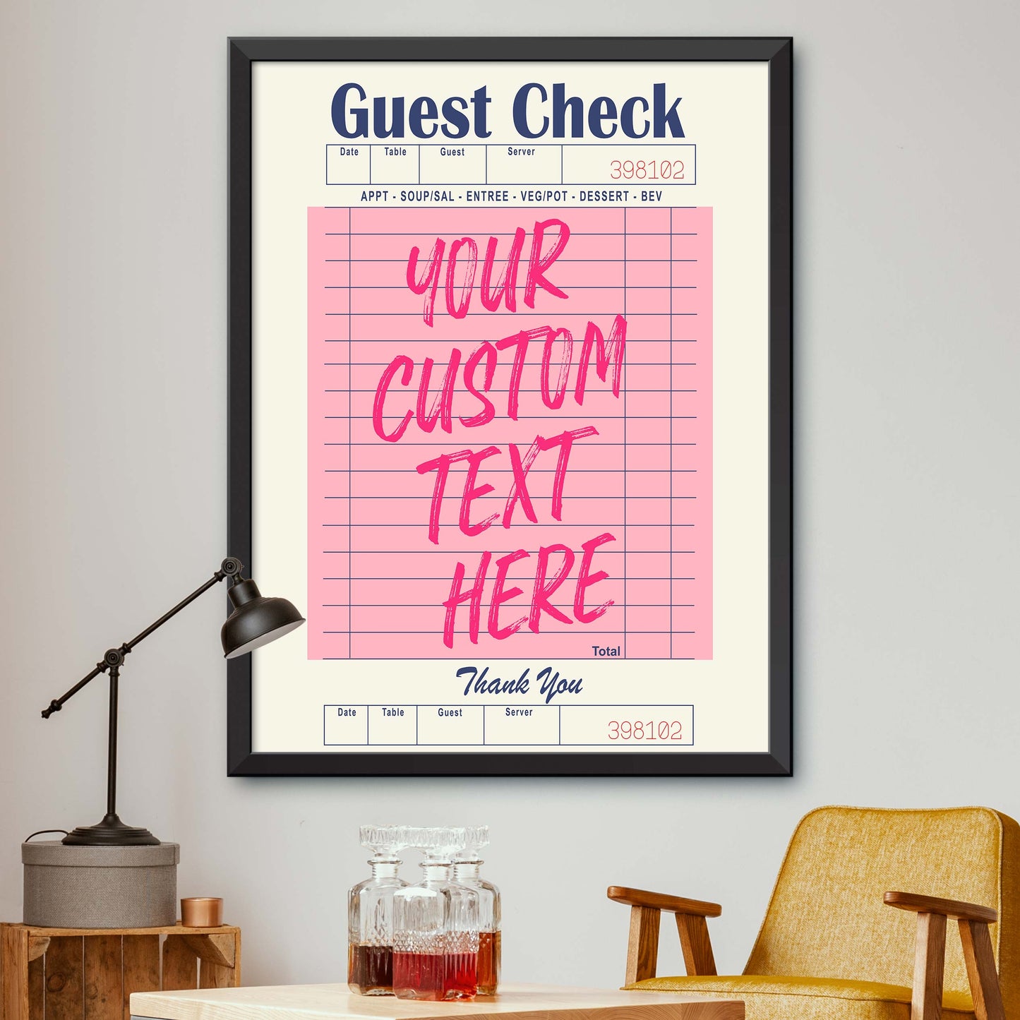 Custom Guest Check Pink