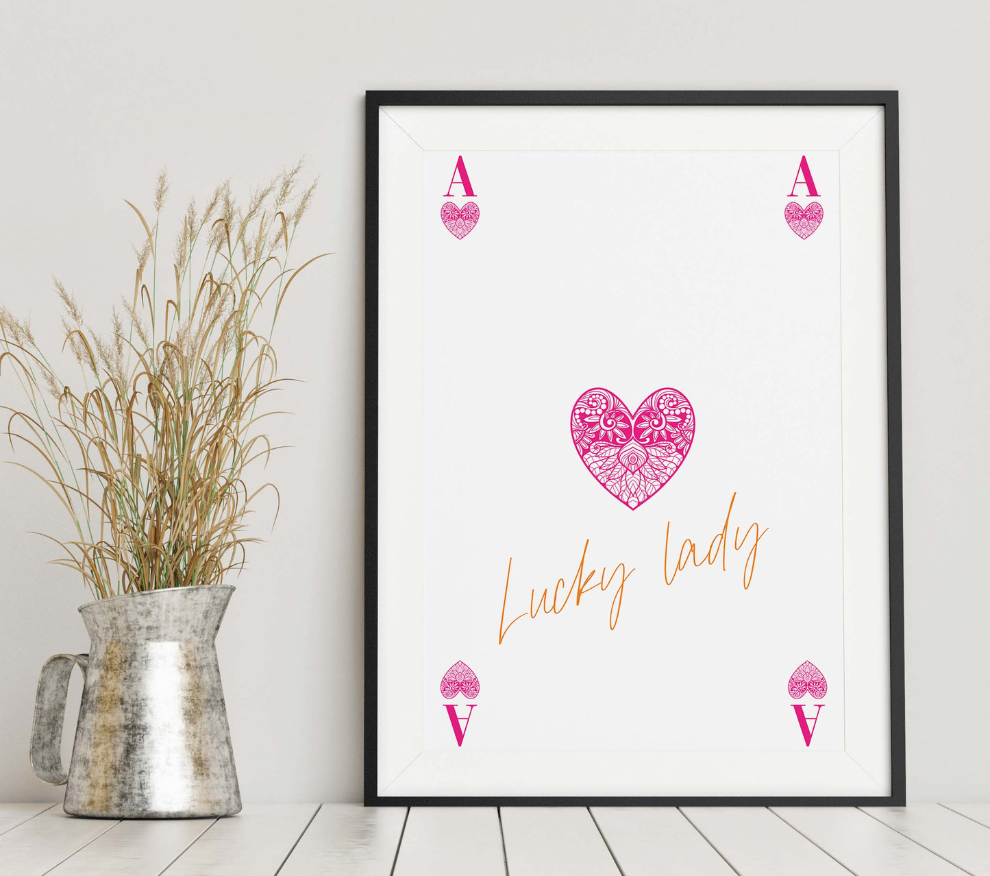 Pink Ace of Hearts Print