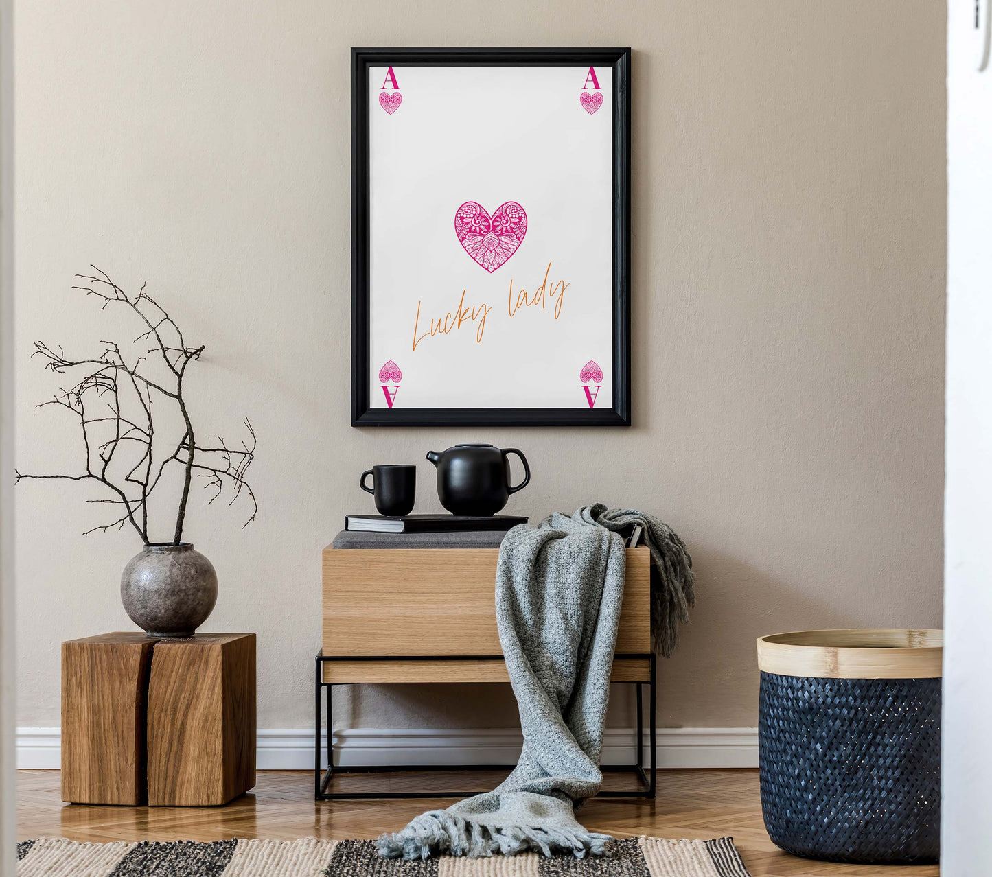 Pink Ace of Hearts Print