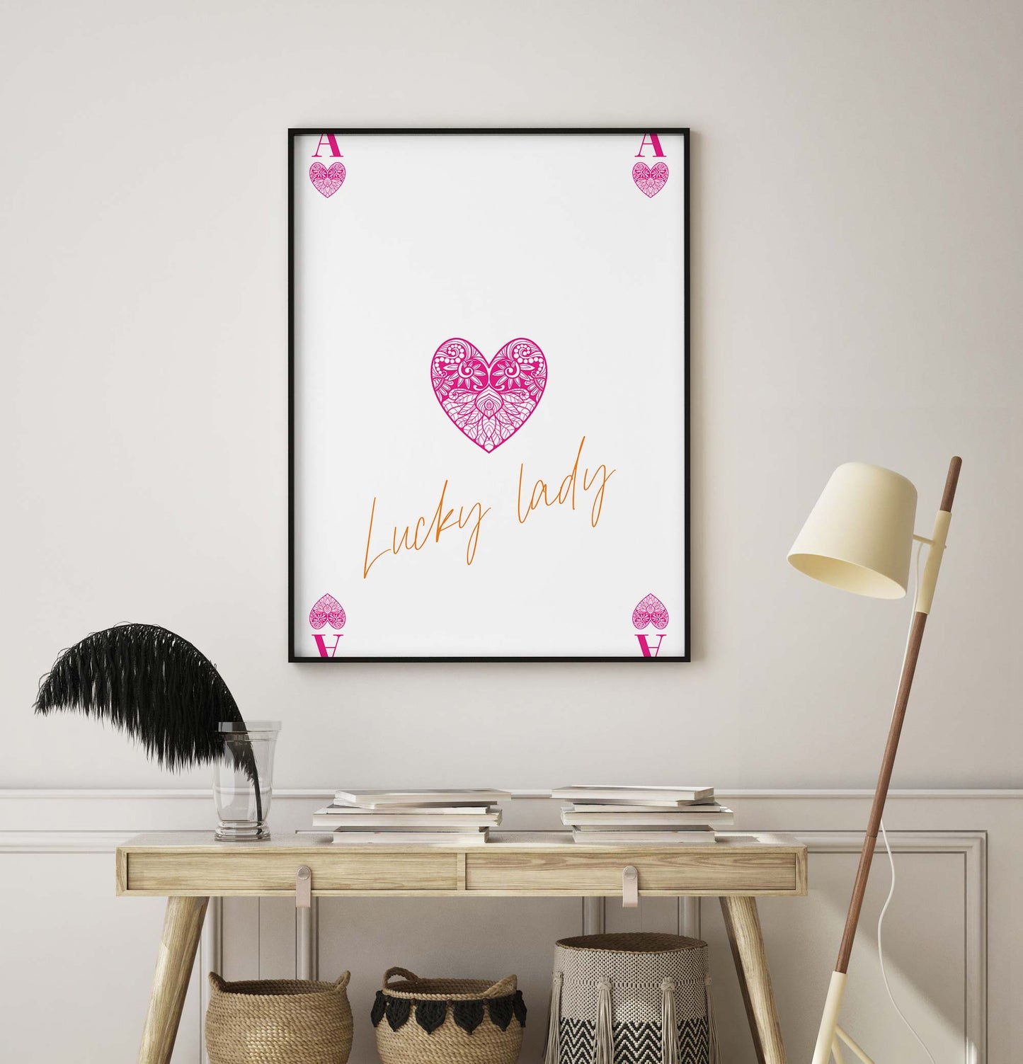 Pink Ace of Hearts Print