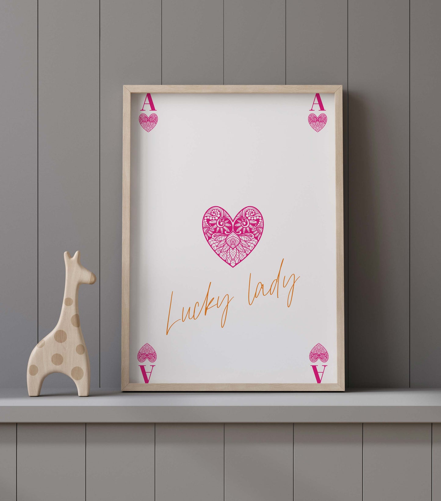 Pink Ace of Hearts Print