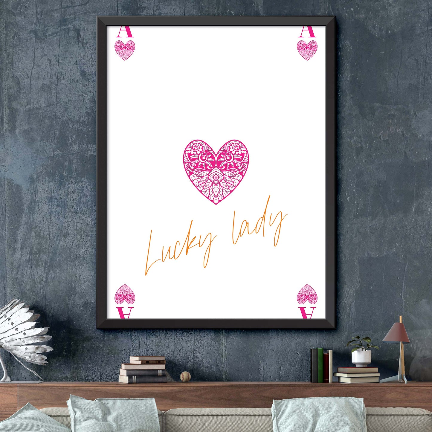 Pink Ace of Hearts Print