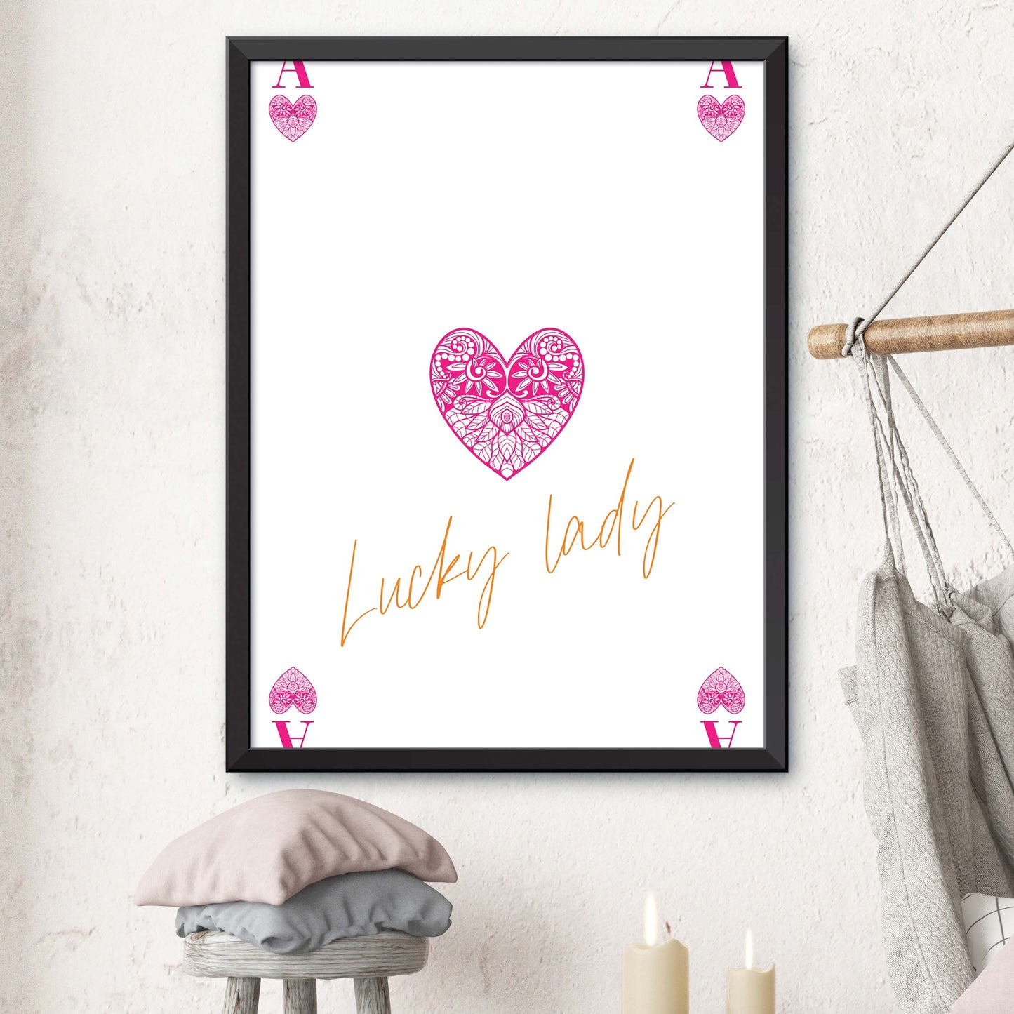 Pink Ace of Hearts Print