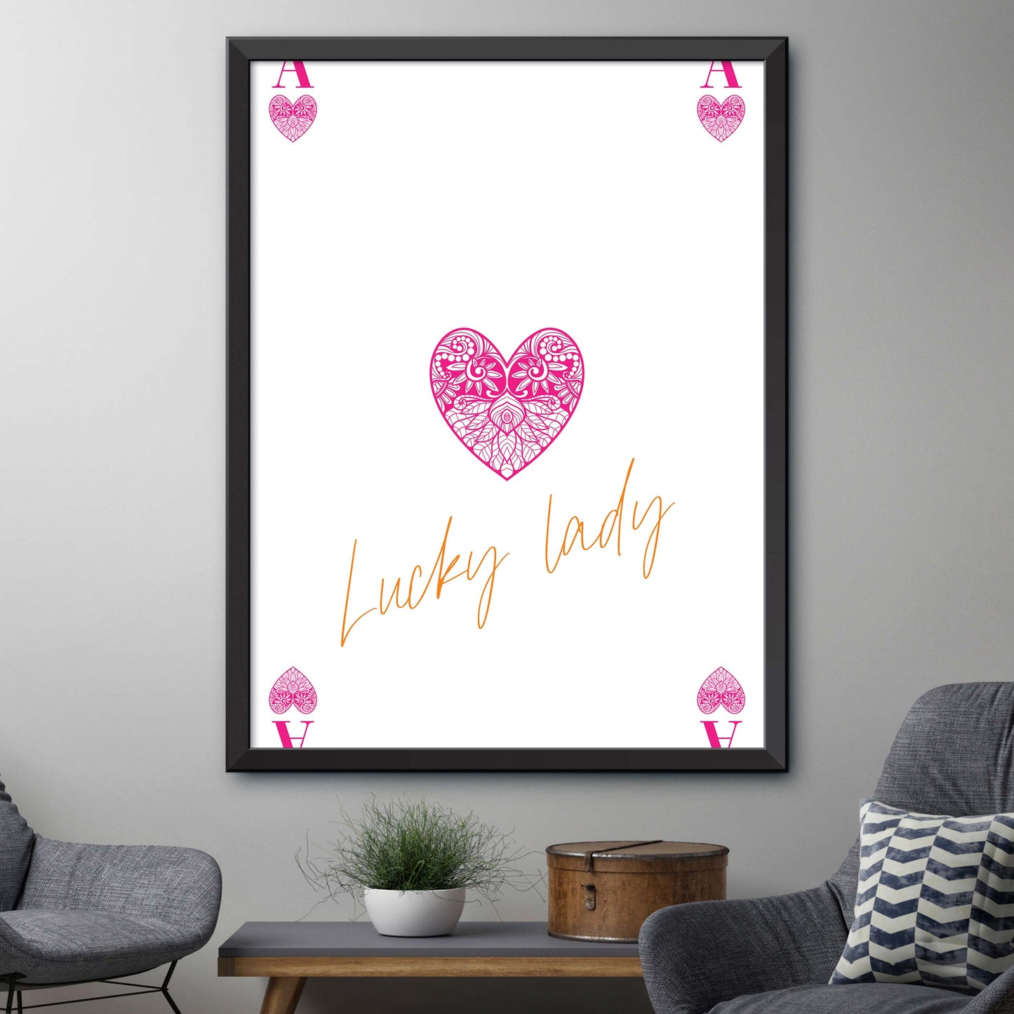 Pink Ace of Hearts Print