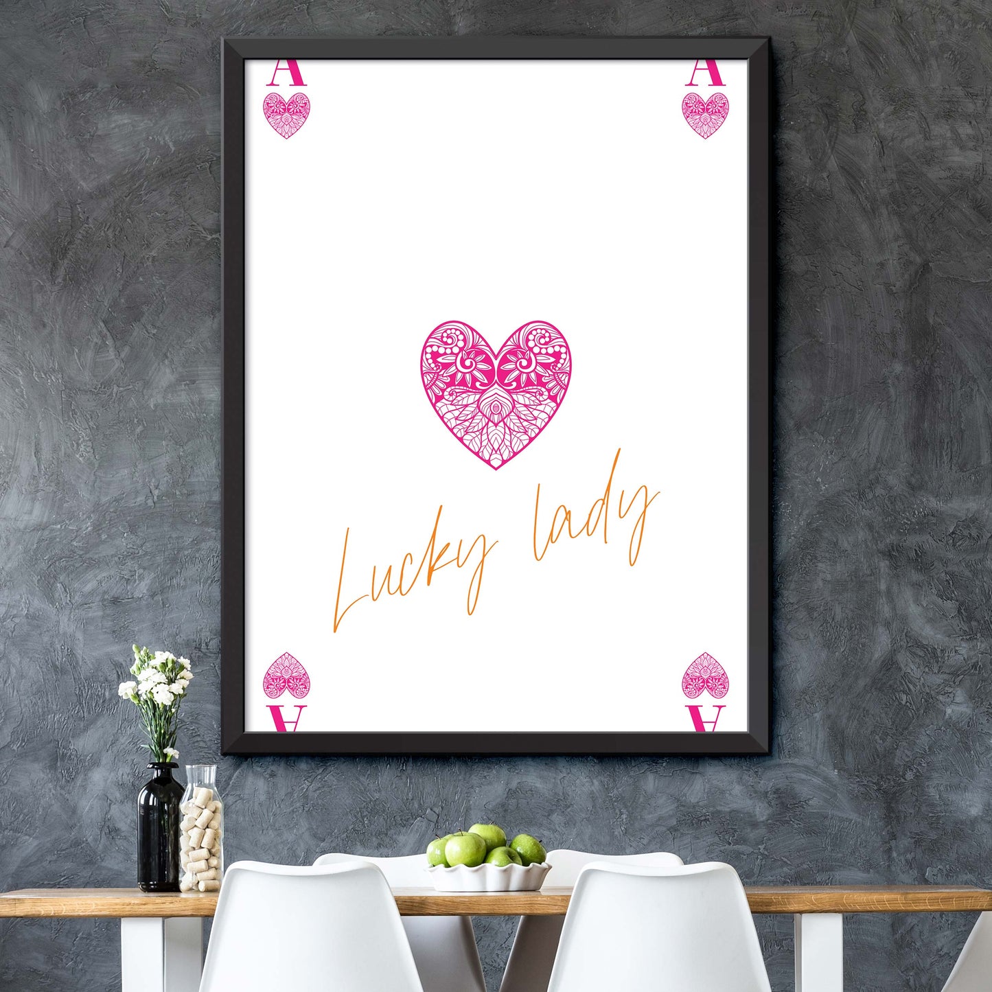 Pink Ace of Hearts Print