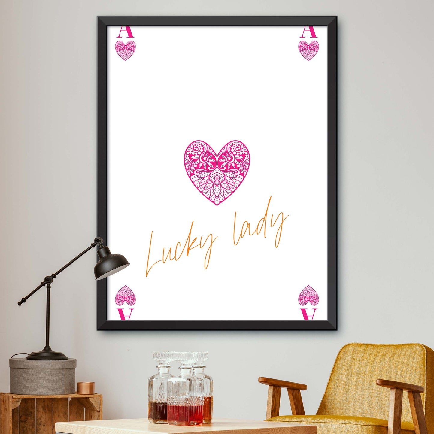 Pink Ace of Hearts Print