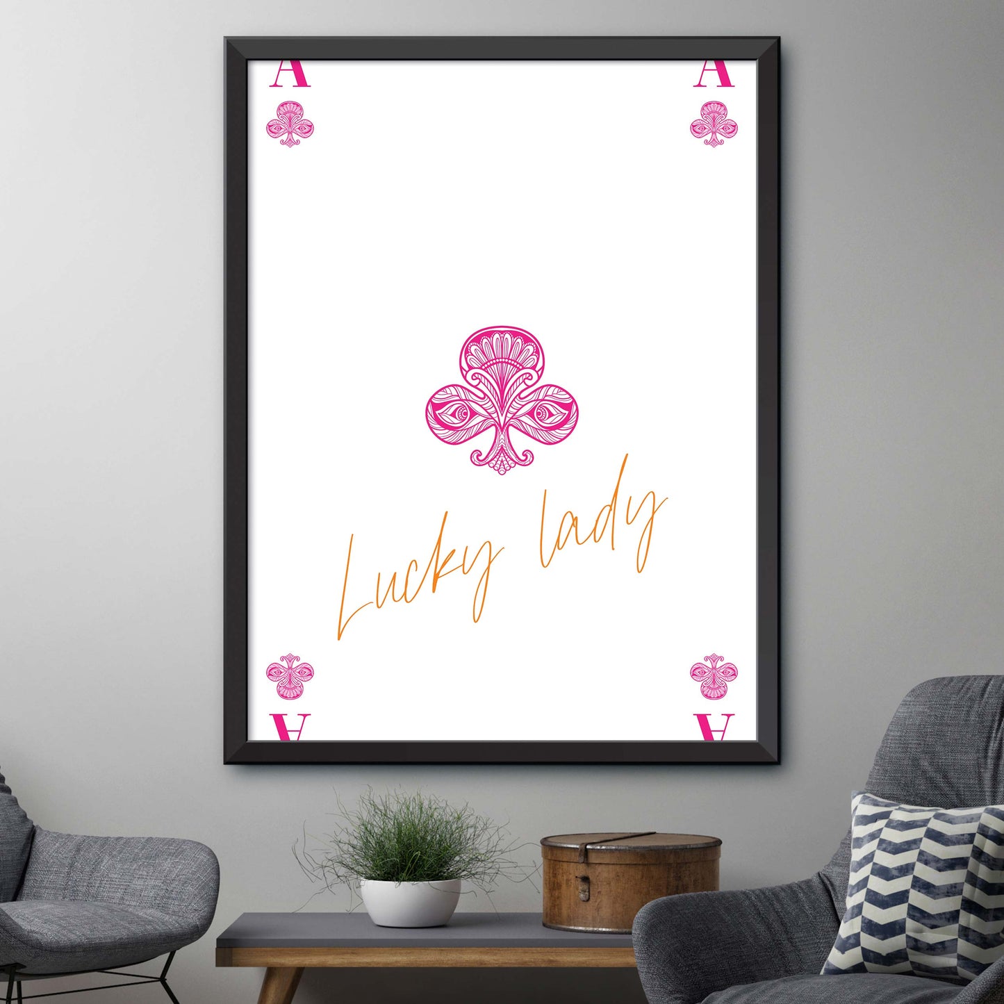 Pink Ace of Clubs Print